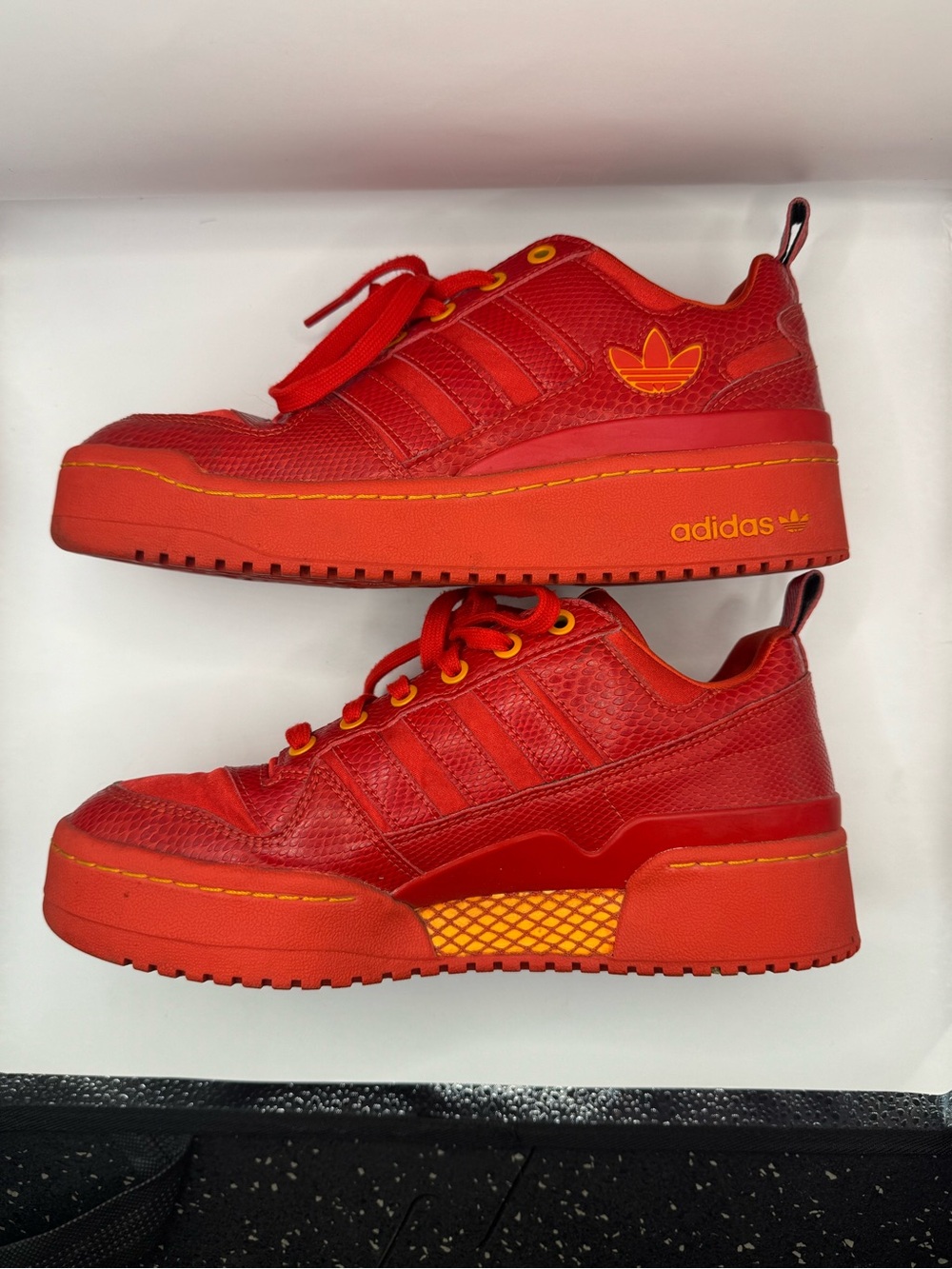 adidas Women’s Red Sneakers with Orange Accents - Platform Style